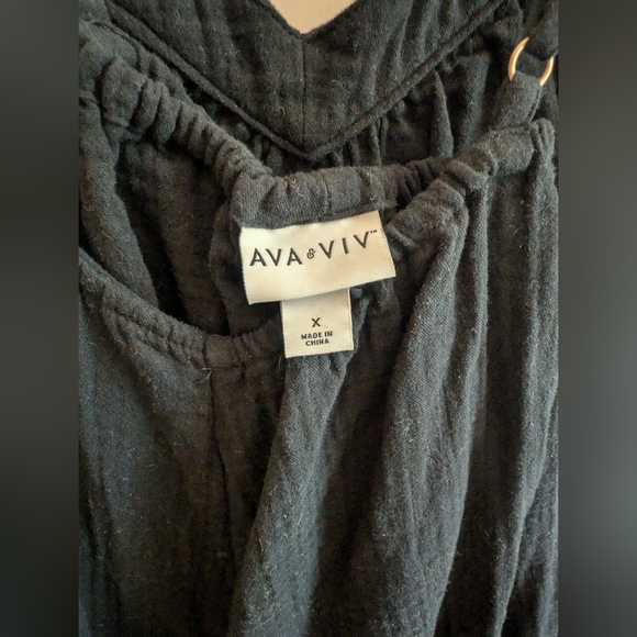 **BLACK** size 0X/X Ava & Viv plus size mod abstract print sun dress - Picture 3 of 7